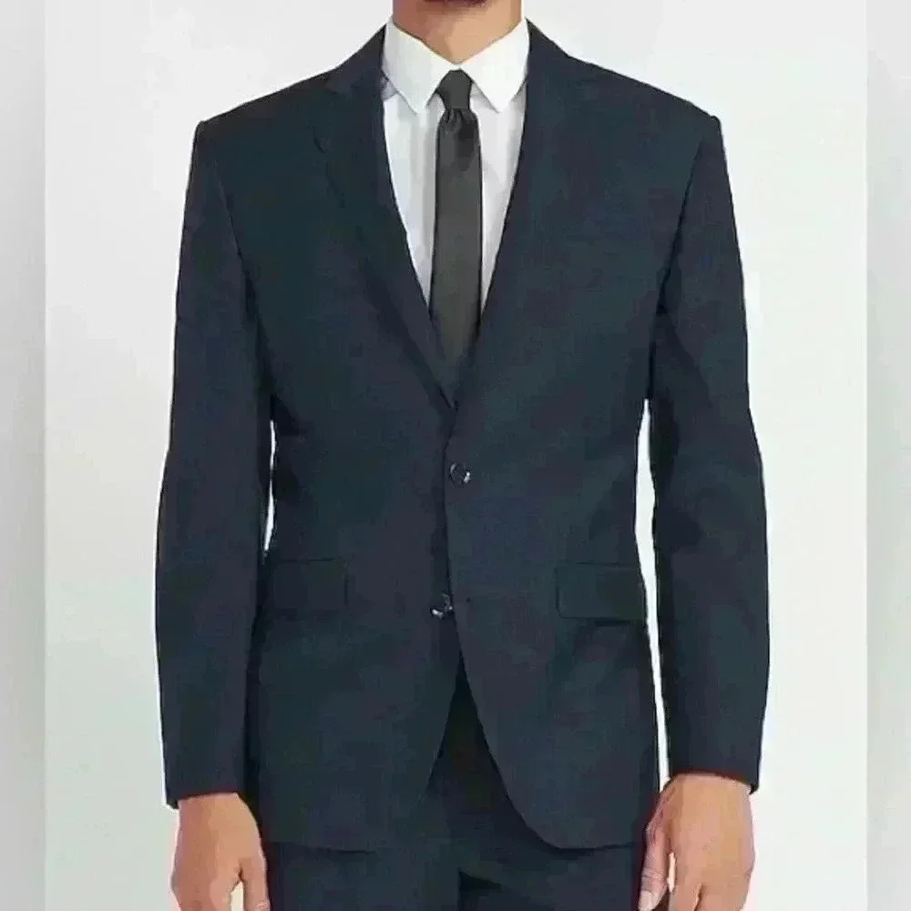 Express Classic Navy Wool-Blend Modern Tech Suit Jacket